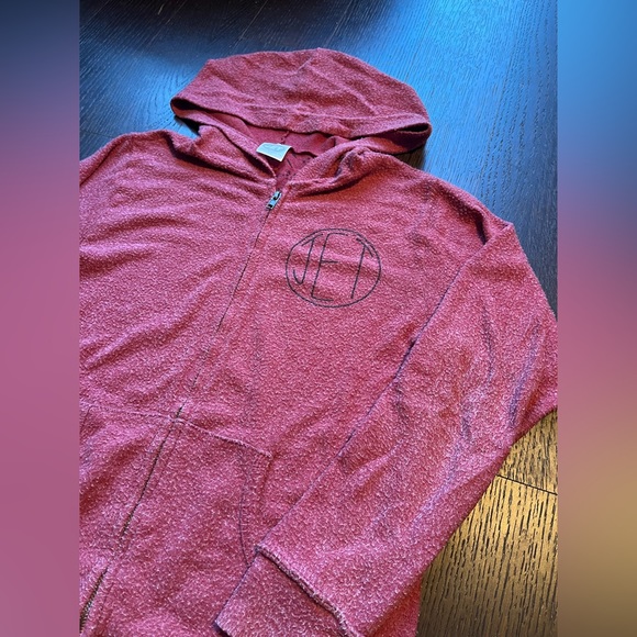 JET vintage red hooded zip up sweatshirt Small - Picture 3 of 8